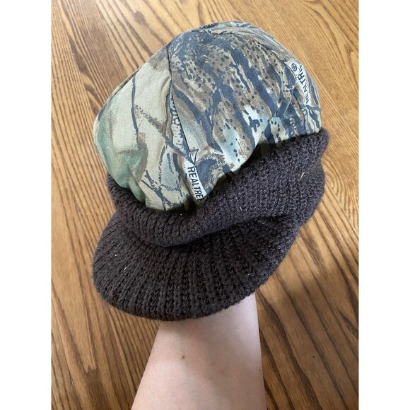 Vintage Broner Realtree Camouflage Reversible Beanie Hunting Flex Brim Cap GUC - Picture 1 of 5